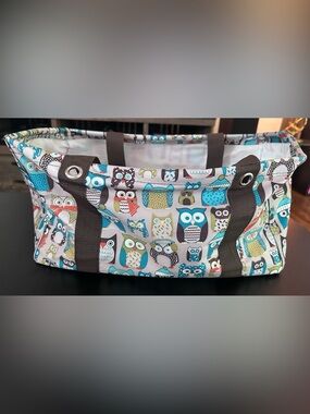 Thirty-One Large Owl Print Canvas Tote